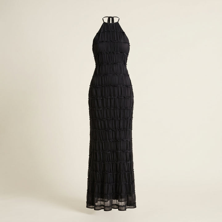 Sabrina Halter Textured Maxi Dress