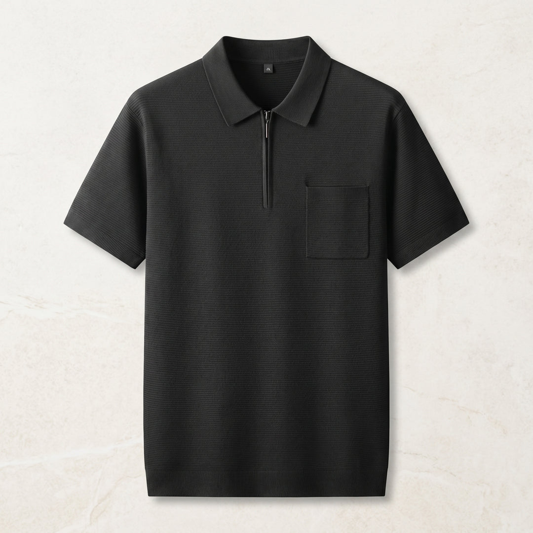 Ethan Zip Collar Knit Polo Shirt