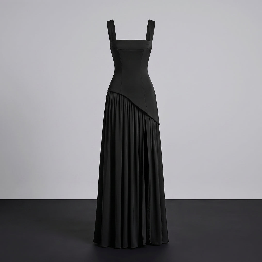 Serenelle Draped Satin Maxi Dress