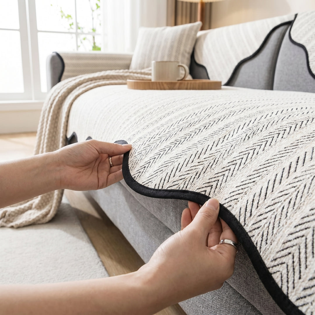 Everleigh Sage Scallop Sofa Protector