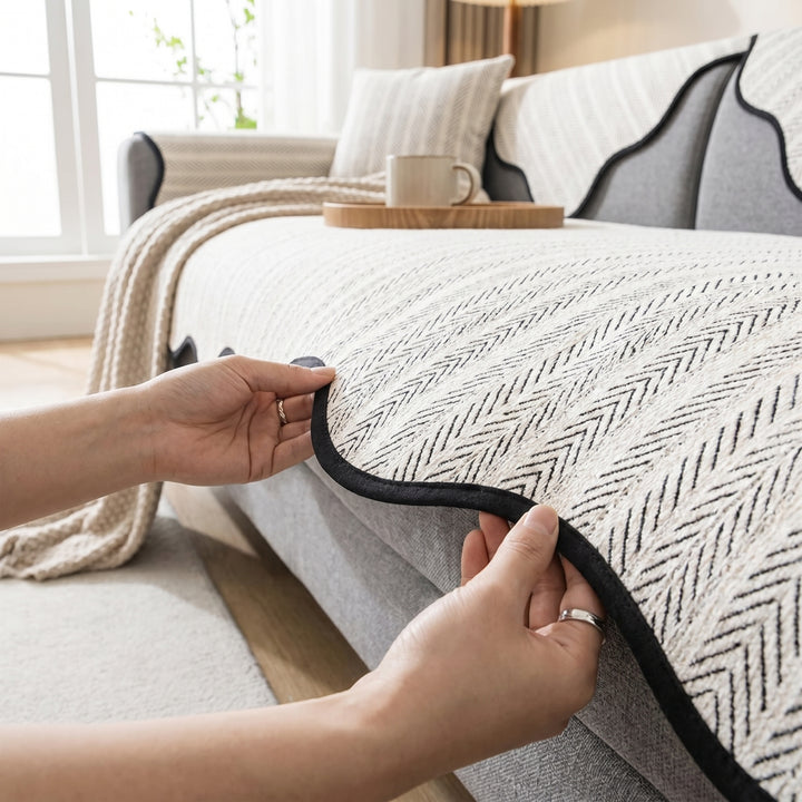 Everleigh Sage Scallop Sofa Protector