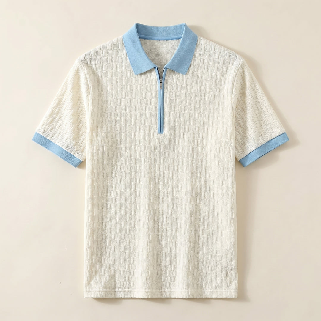 Nolan Textured Zip Polo Shirt