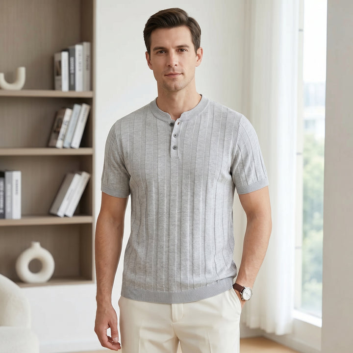 Julian Ribbed Henley Knit Shirt