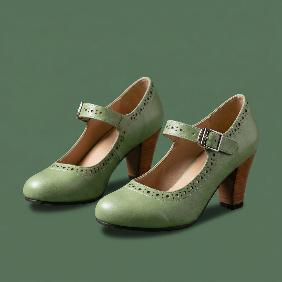 Briar Elwood Brogue Mary Jane Block Heel Shoes