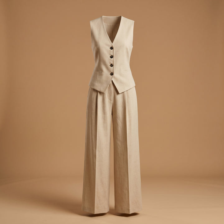 Aveline Rowe Tailored Vest and Wide Leg Pant Set