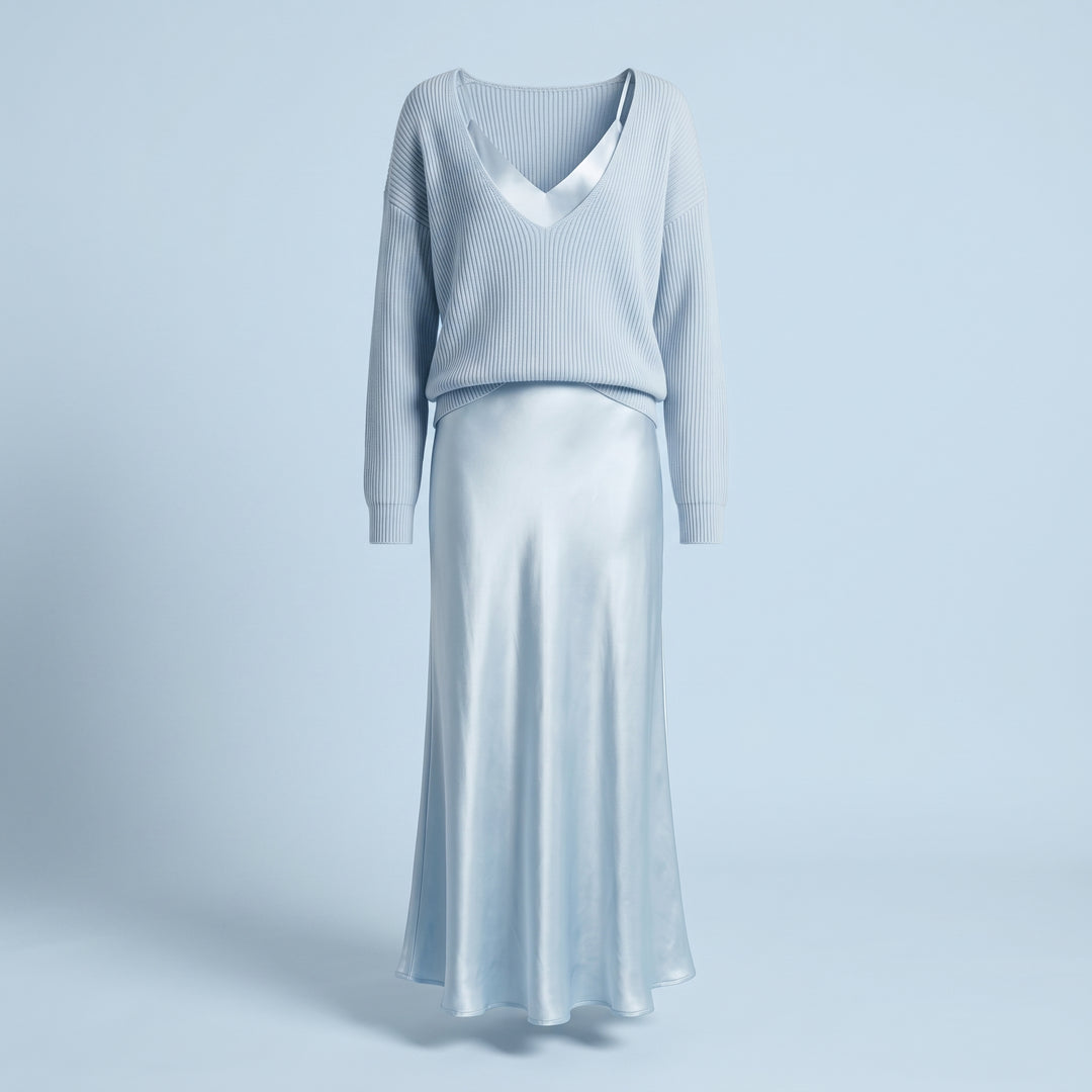 Evelyn Luxe Satin Dress Set