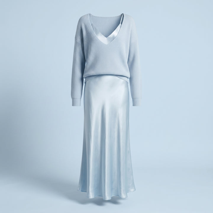 Evelyn Luxe Satin Dress Set