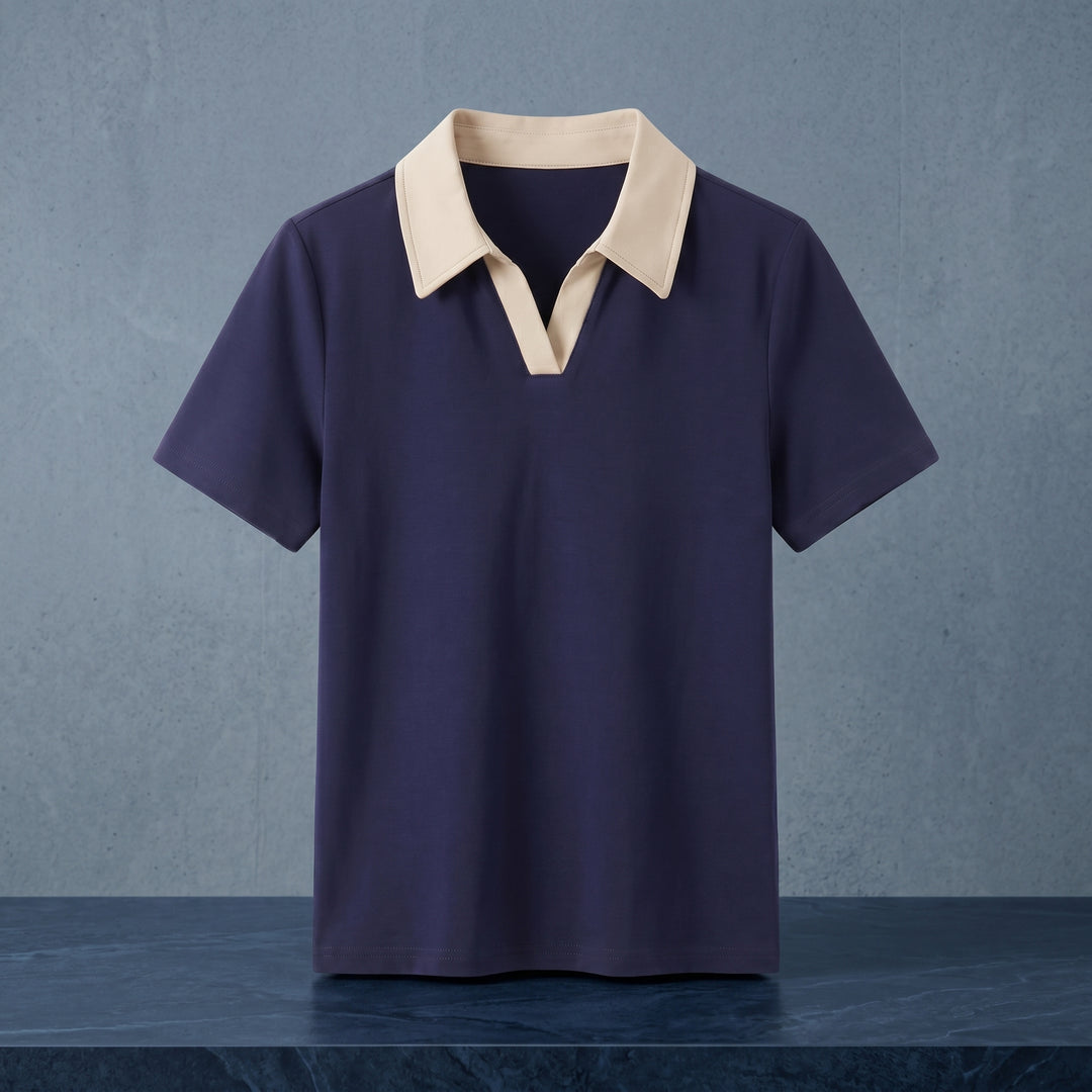 Thalia Contrast Collar Polo Top