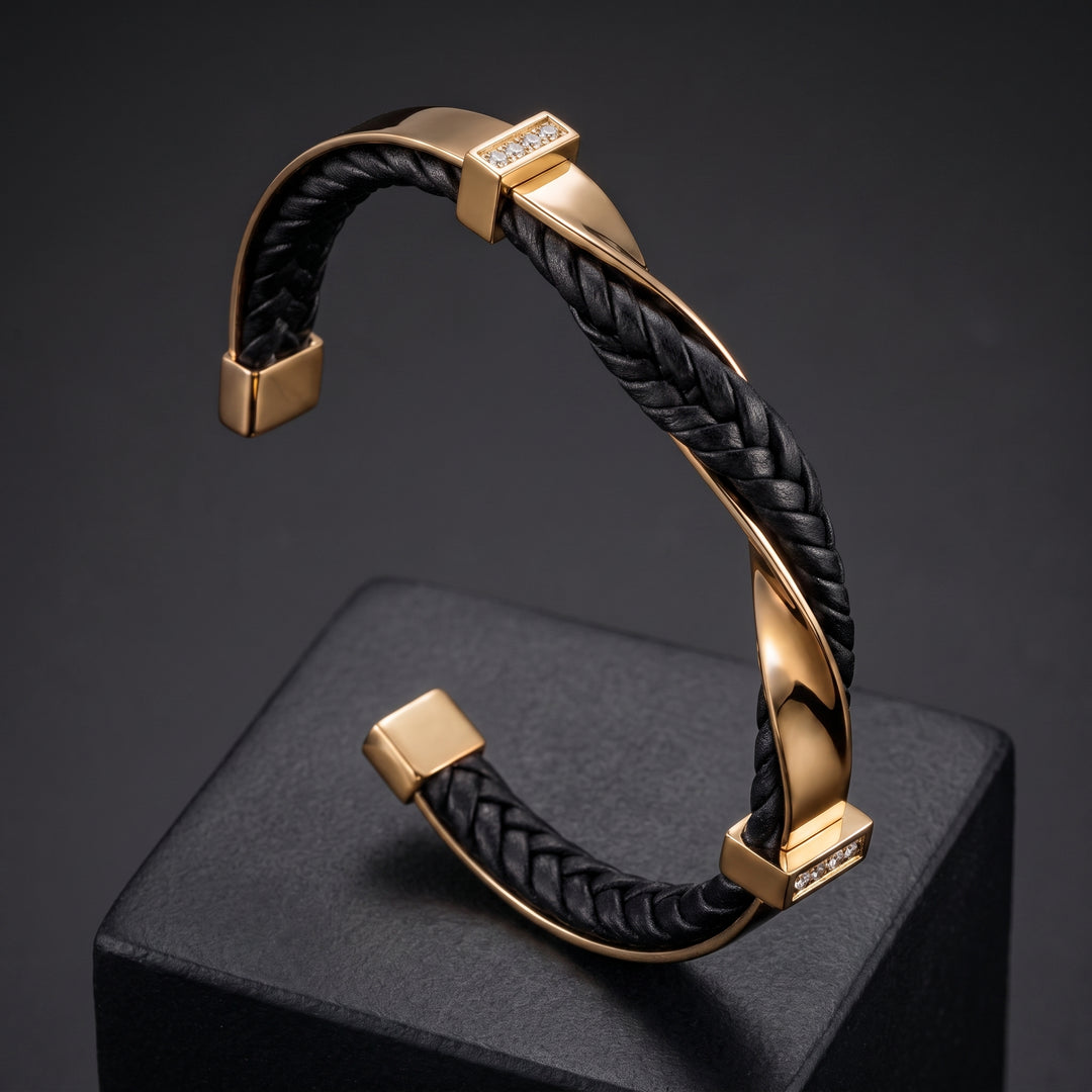Dominic Braided Leather Cuff