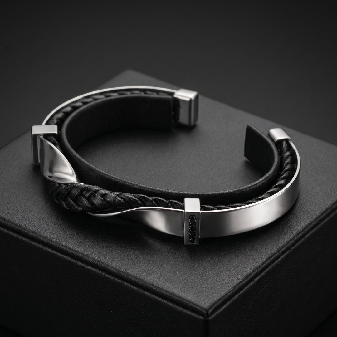 Dominic Braided Leather Cuff