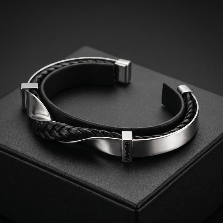 Dominic Braided Leather Cuff