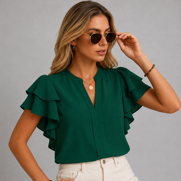 Adriana Ruffle Sleeve Blouse