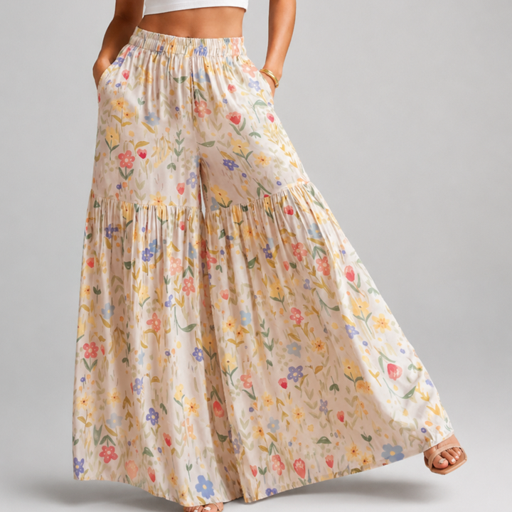 Bellamy Floral Tiered Wide-Leg Pants
