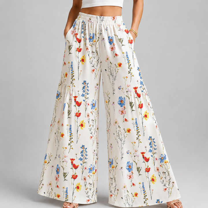 Bellamy Floral Tiered Wide-Leg Pants