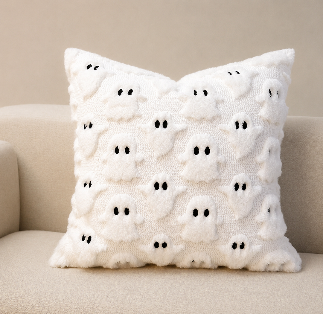 Boo Tufted Ghost Throw Pillow Cover