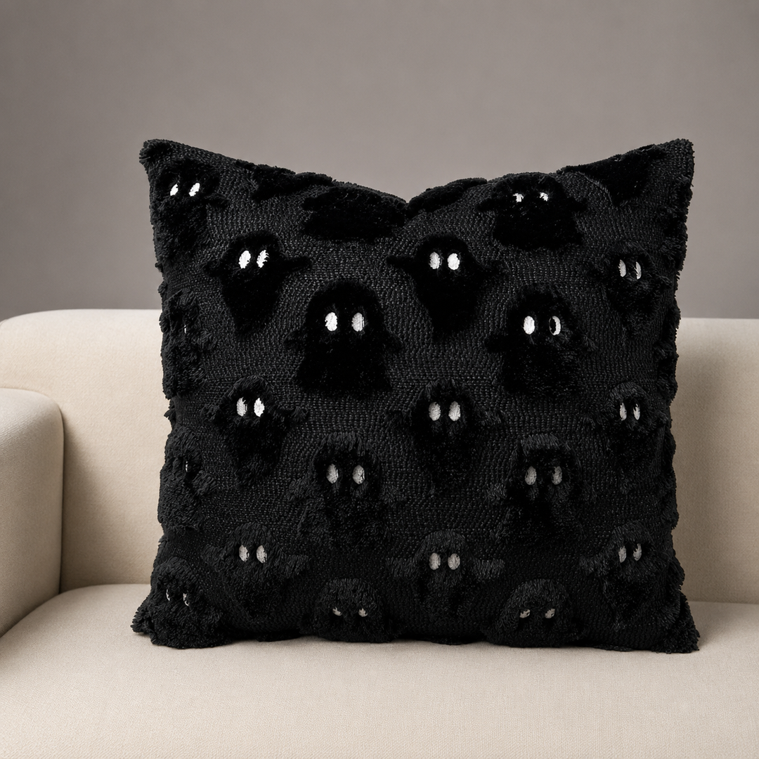 Boo Tufted Ghost Throw Pillow Cover