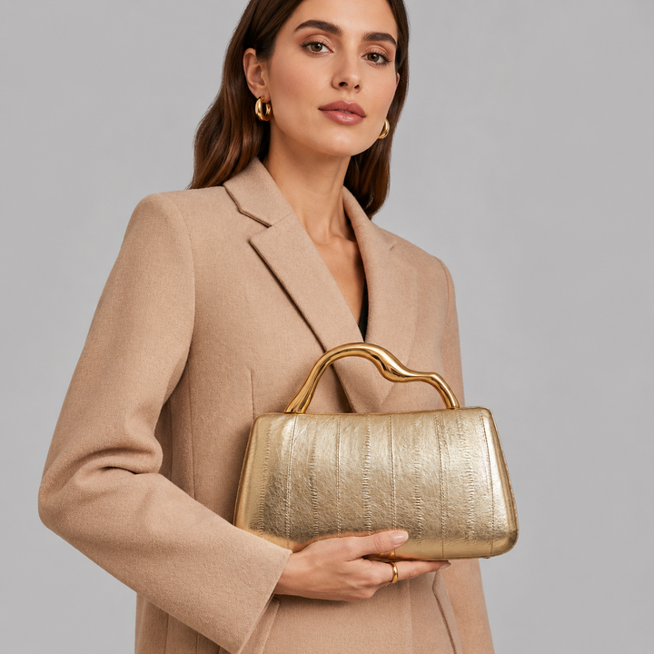 Aurora Sculpted Gold Frame Bag