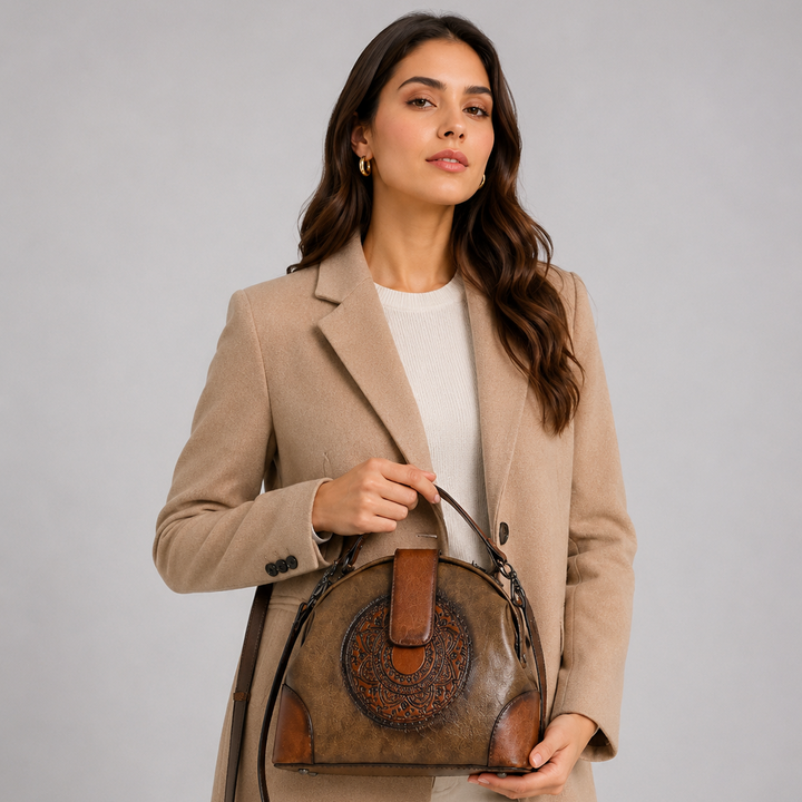 Fiorella Embossed Leather Satchel