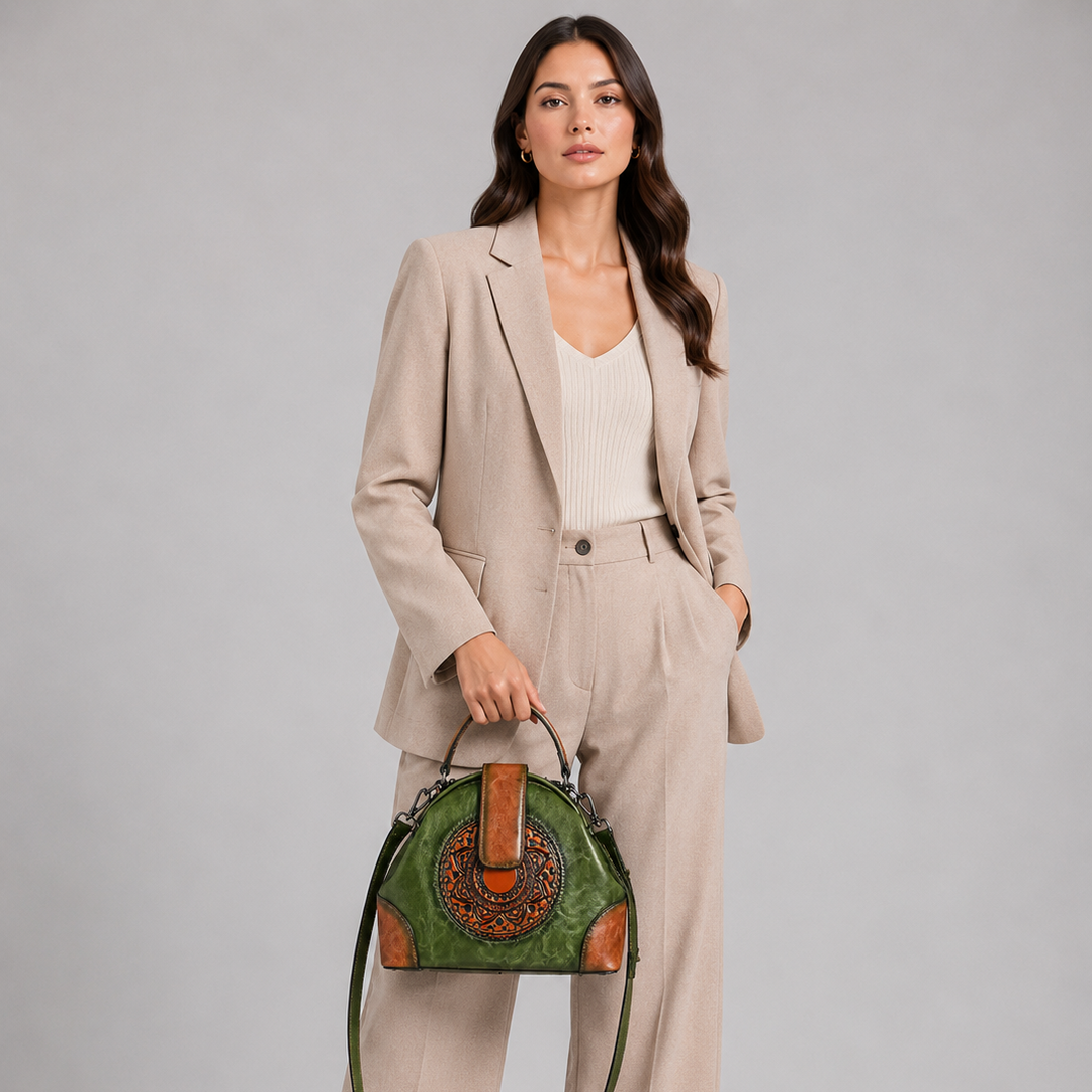 Fiorella Embossed Leather Satchel
