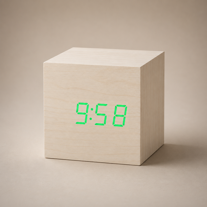 Cube Wood LED Digital Clock