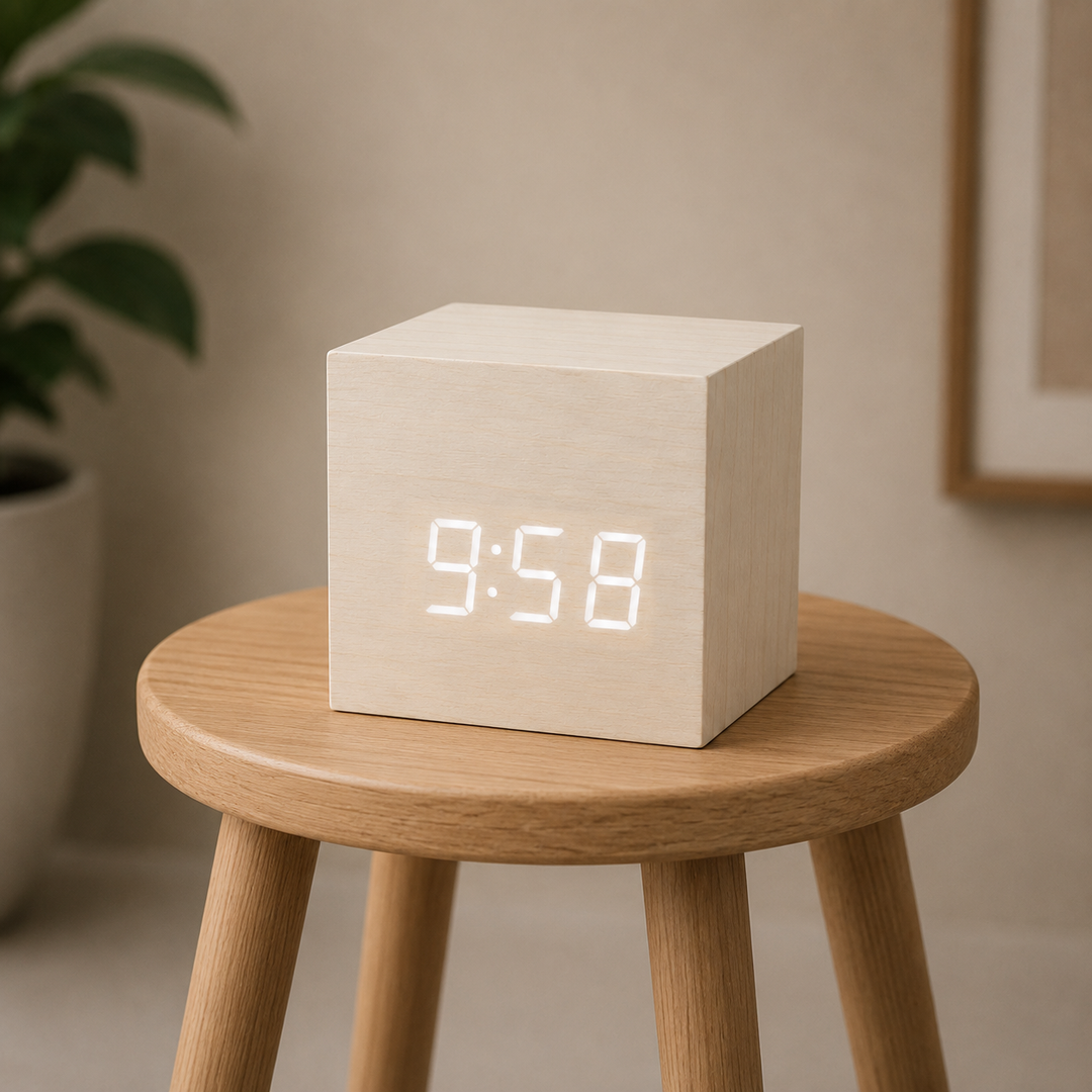 Cube Wood LED Digital Clock
