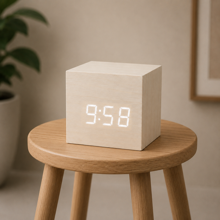 Cube Wood LED Digital Clock