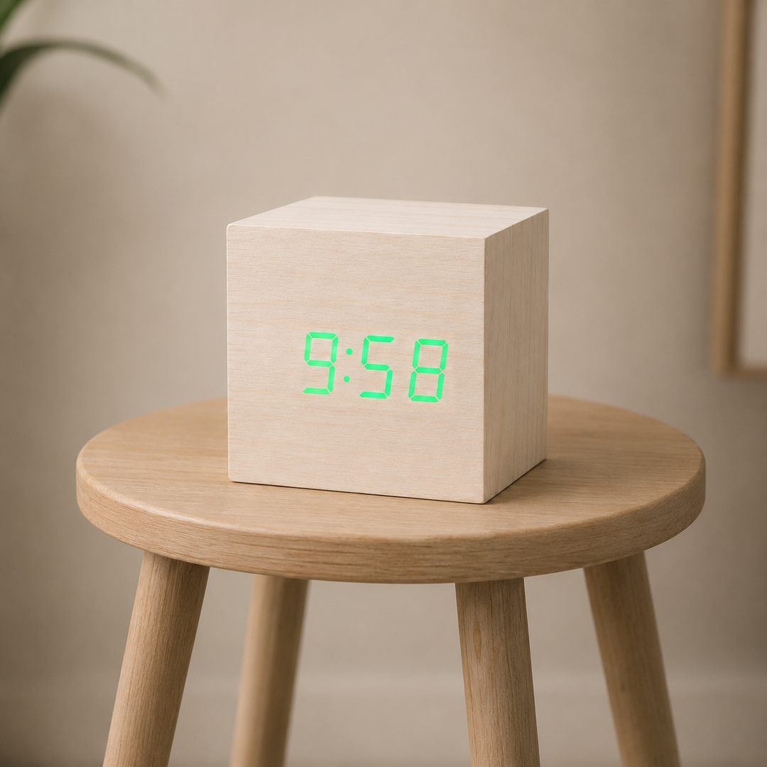 Cube Wood LED Digital Clock