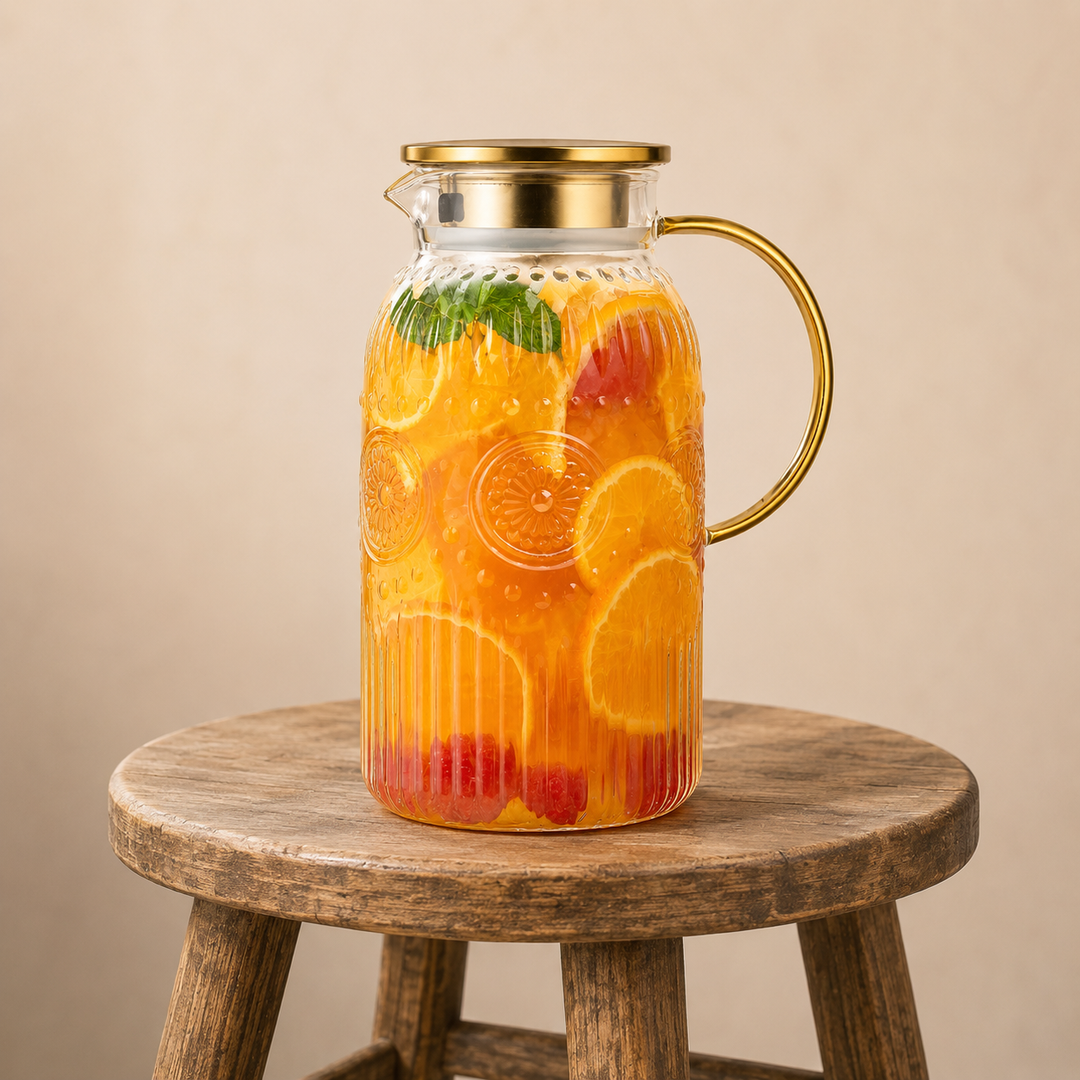 Aurelia Gold-Rim Glass Pitcher