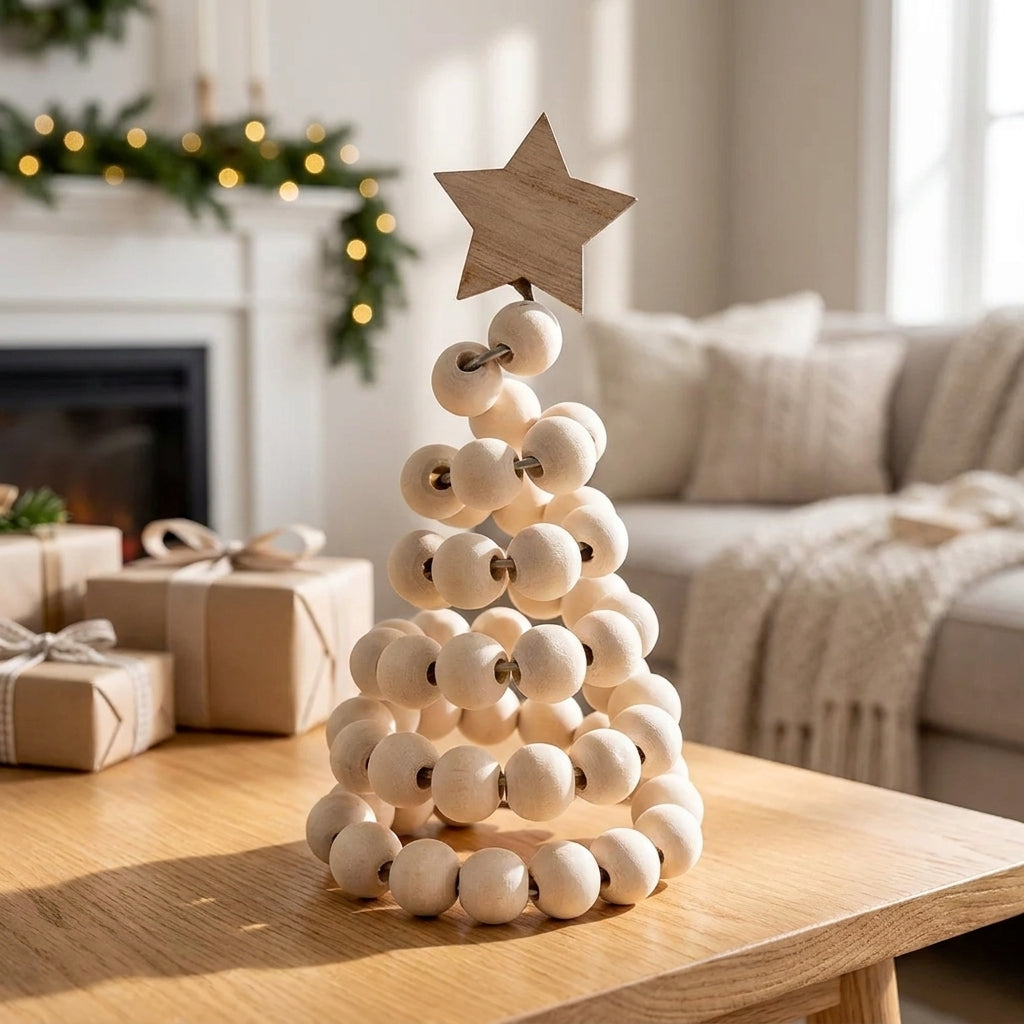 Daro | Beaded Christmas Tree Decor with Star Topper and Layered Spiral Design