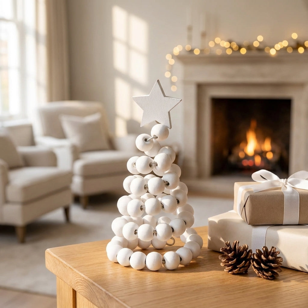 Daro | Beaded Christmas Tree Decor with Star Topper and Layered Spiral Design
