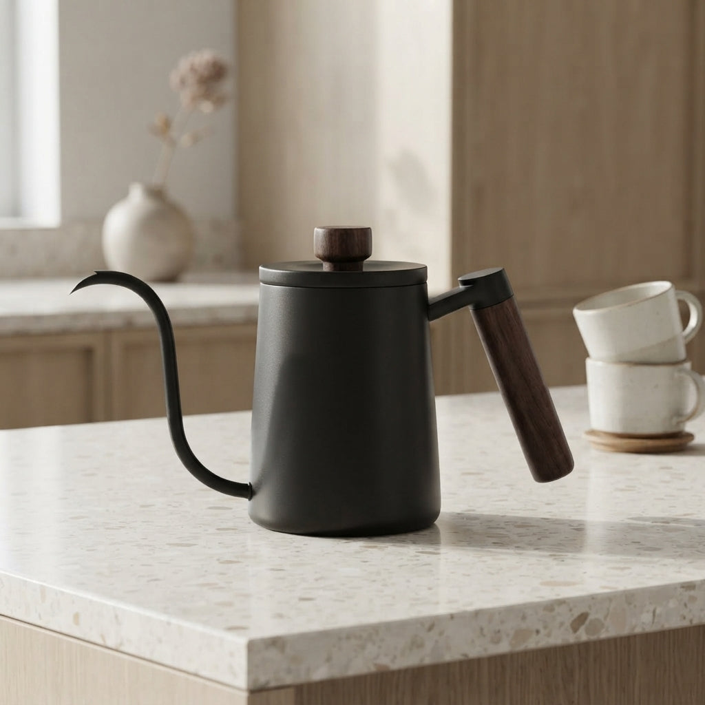 Mero | Gooseneck Coffee Kettle with Wooden Handle and Lid