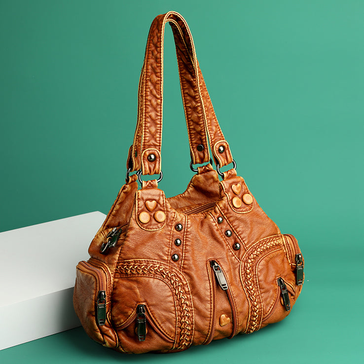 Bianca Studded Leather Satchel