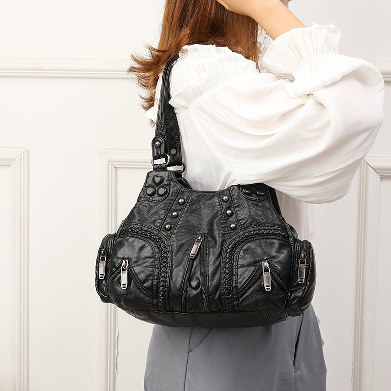 Bianca Studded Leather Satchel