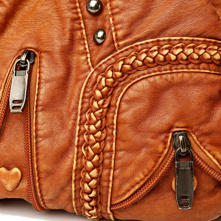 Bianca Studded Leather Satchel