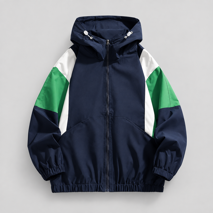 Skylar | Unisex Hooded Windbreaker Jacket with Colorblock Panels and Zip Front