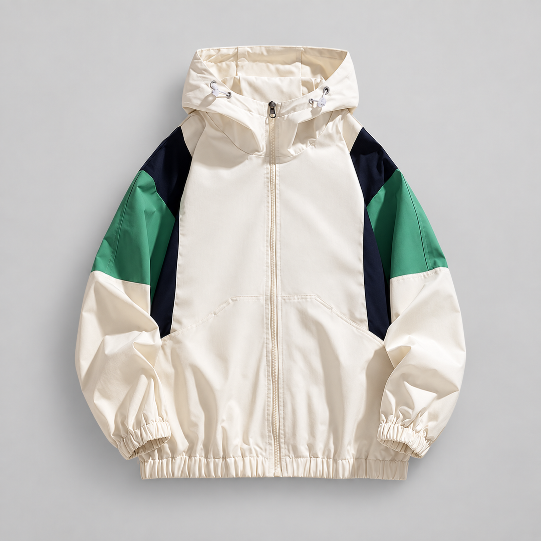 Skylar | Unisex Hooded Windbreaker Jacket with Colorblock Panels and Zip Front