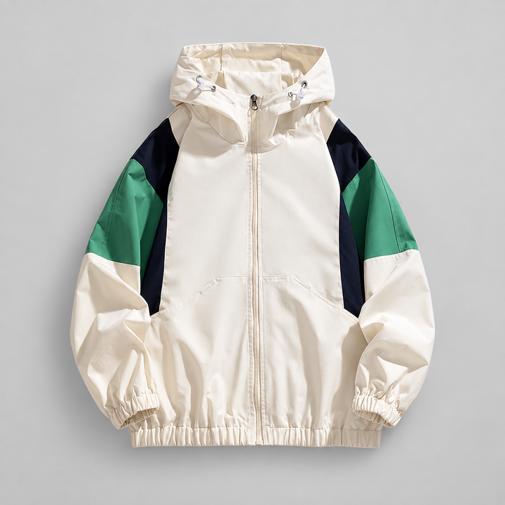 Skylar | Unisex Hooded Windbreaker Jacket with Colorblock Panels and Zip Front