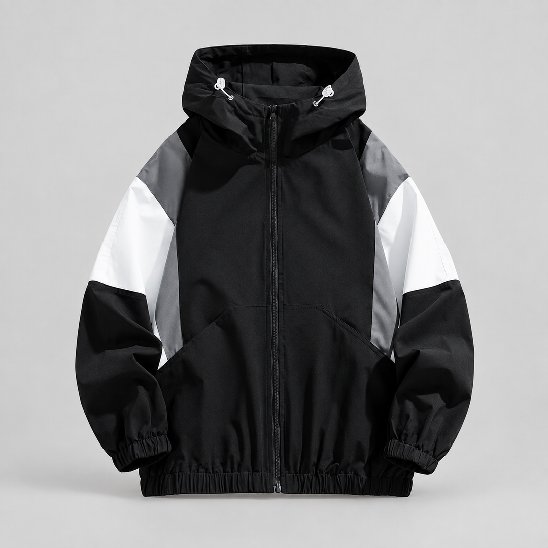 Skylar | Unisex Hooded Windbreaker Jacket with Colorblock Panels and Zip Front