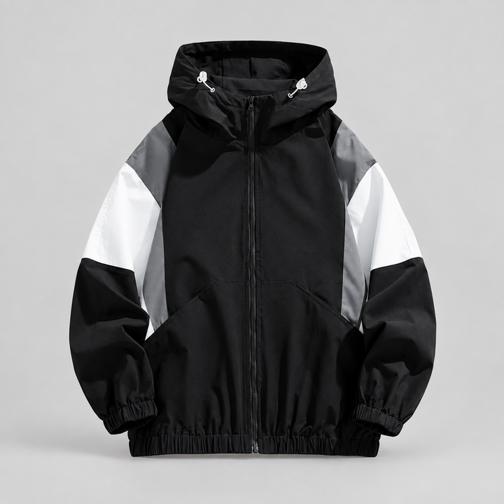 Skylar | Unisex Hooded Windbreaker Jacket with Colorblock Panels and Zip Front