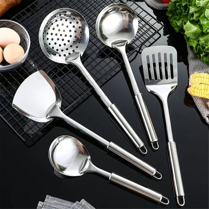 Caleb | Stainless Steel Kitchen Utensil Set with Ladle Spatula and Spoons