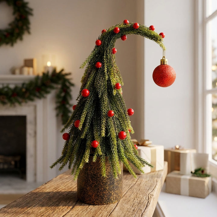 Evaro | Christmas Tree Decor with Red Berry Accents and Hanging Ornament
