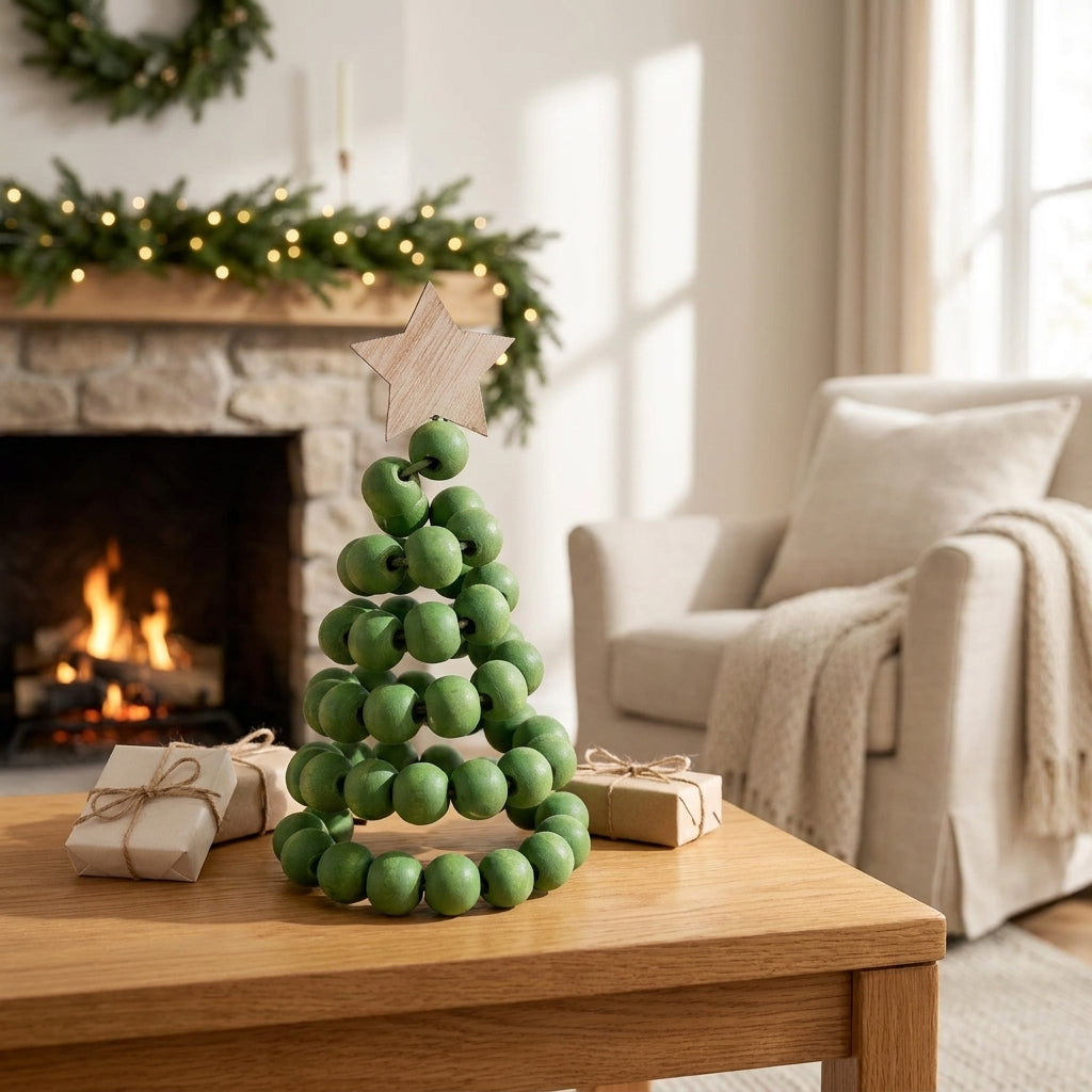 Daro | Beaded Christmas Tree Decor with Star Topper and Layered Spiral Design