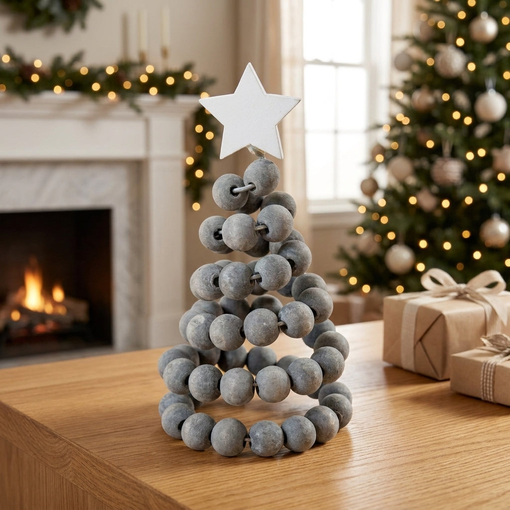 Daro | Beaded Christmas Tree Decor with Star Topper and Layered Spiral Design