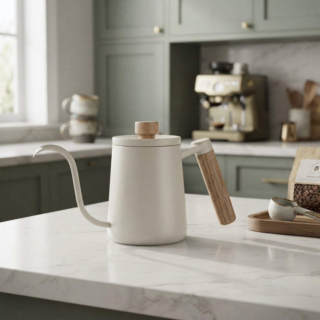 Mero | Gooseneck Coffee Kettle with Wooden Handle and Lid