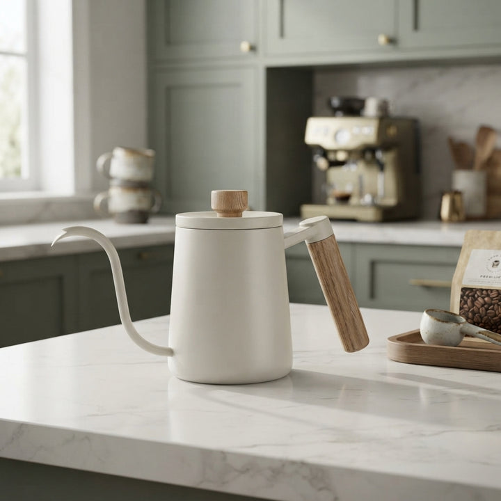 Mero | Gooseneck Coffee Kettle with Wooden Handle and Lid