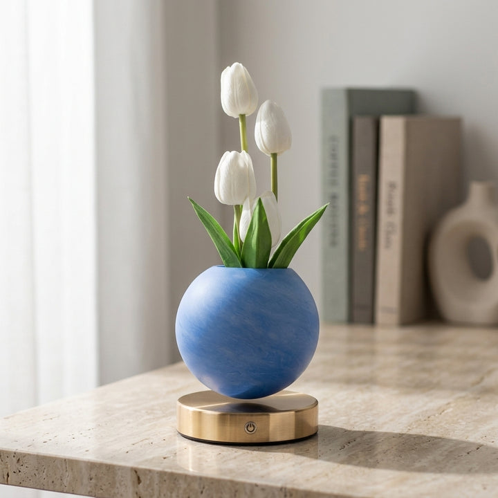 Fara | Decorative Tulip Flower Lamp with Pink Round Base and Metal Stand