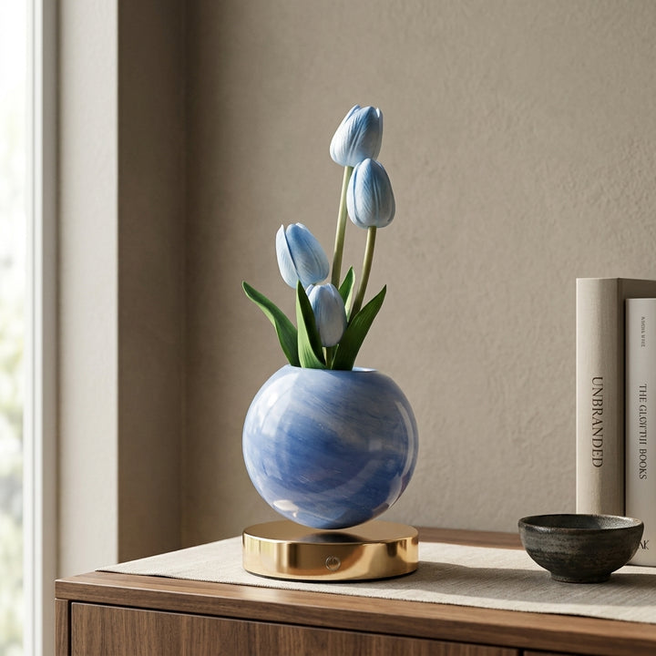 Fara | Decorative Tulip Flower Lamp with Pink Round Base and Metal Stand