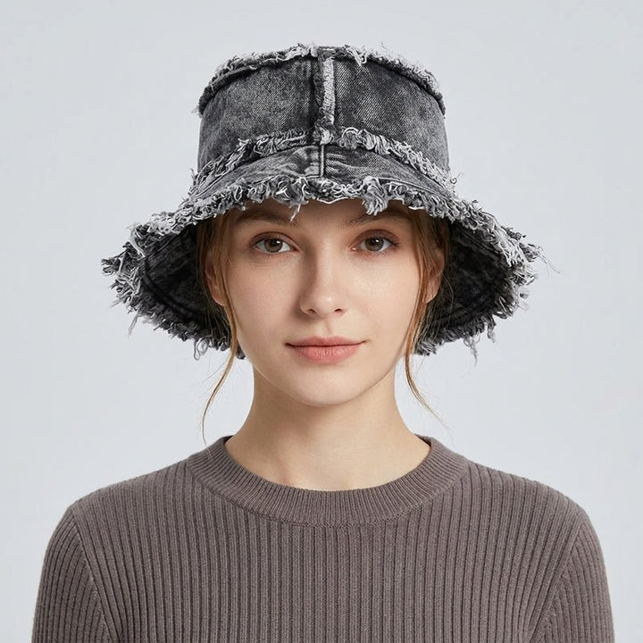 Frankie Frayed Denim Bucket Hat