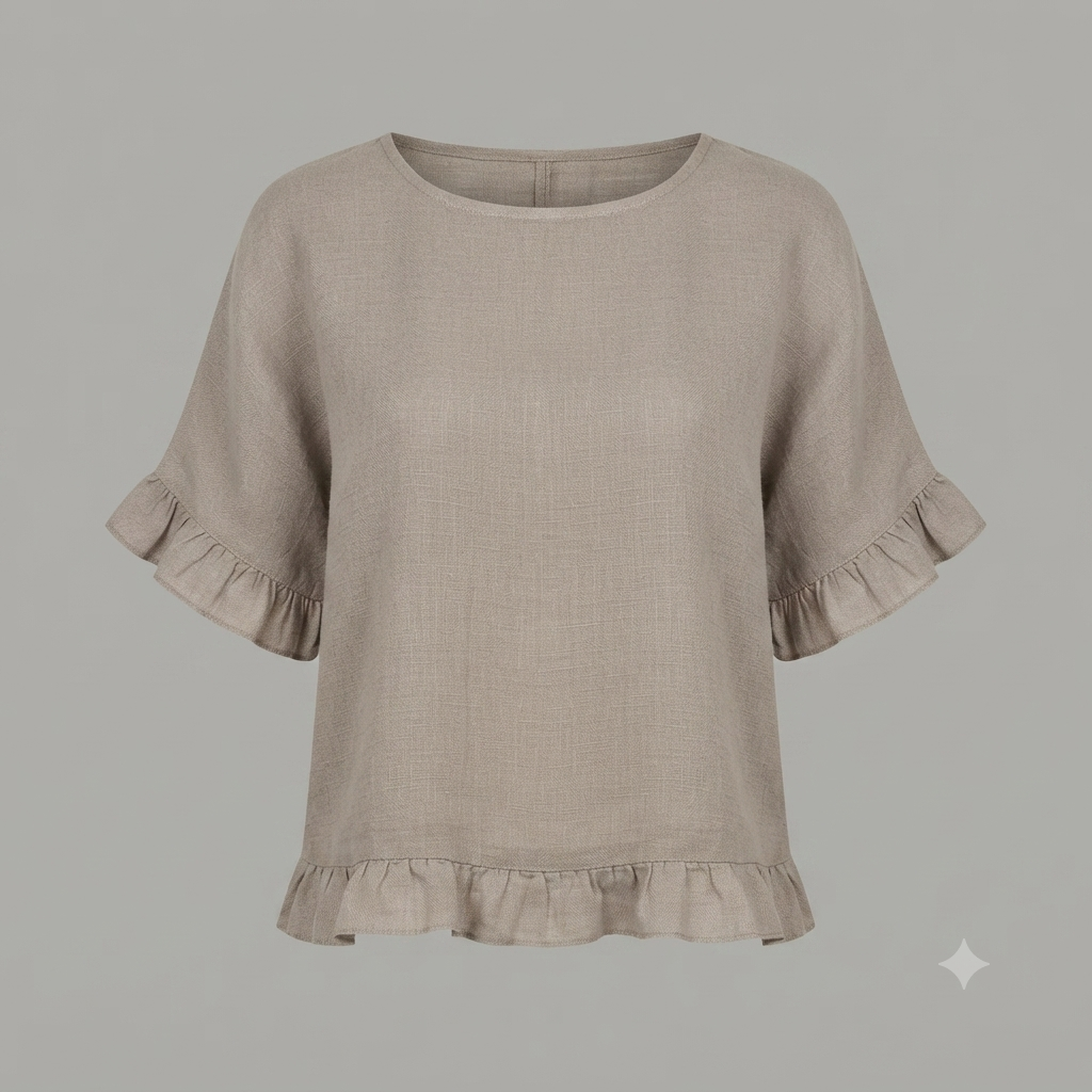Capri Frayed Hem Linen Top