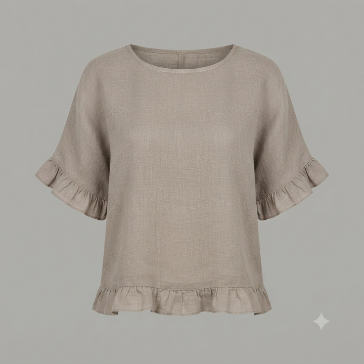 Capri Frayed Hem Linen Top